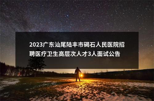 2023广东汕尾陆丰市碣石人民医院招聘医疗卫生高层次人才3人面试公告 图片