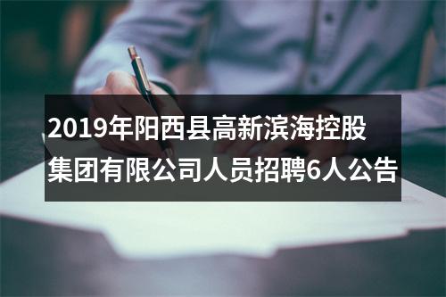 2019年阳西县高新滨海控股集团有限公司人员招聘6人公告 图片