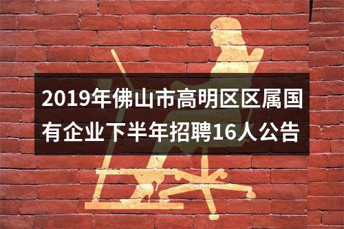 2019年佛山市高明区区属国有企业下半年招聘16人公告 图片