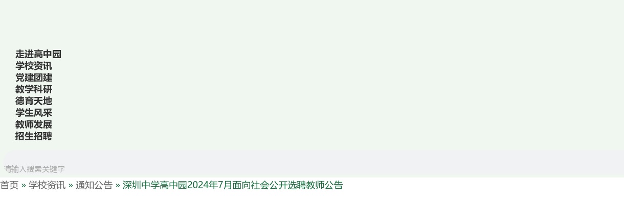 2024年7月深圳中学高中园面向社会选聘教师25人公告 图片